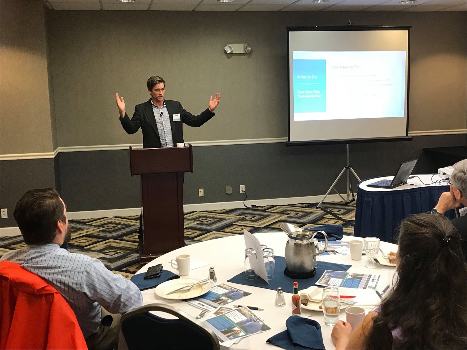 Justin Vorhees speaking at an ELD event